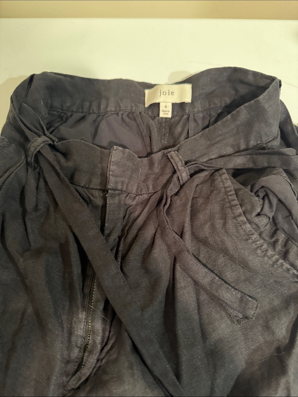 Joie Black Tie-Front Linen Shorts